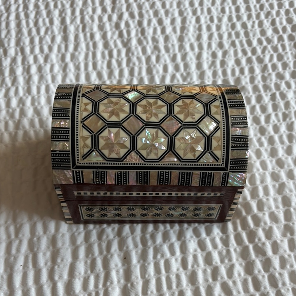 Abalone shell and wood vintage box